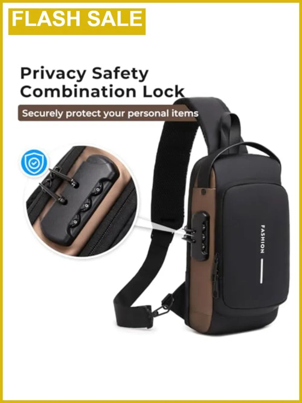 Men's Anti-theft Crossbody Sling Backpack PU Leather Shoulder Chest Bag